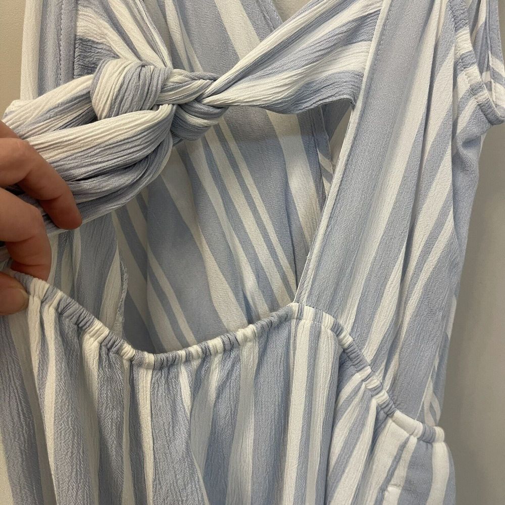 womens Large blue and white striped american eagle outfitters sleeveless romper - Picture 10 of 12